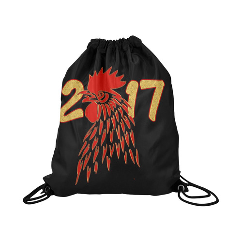 2017 gold Rooster Red Large Drawstring Bag Model 1604 (Twin Sides)  16.5"(W) * 19.3"(H)