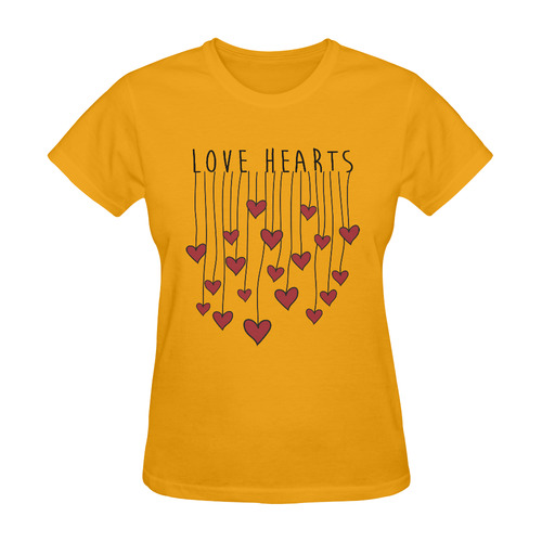 Words LOVE HEARTS Waving Garland Curtain Sunny Women's T-shirt (Model T05)