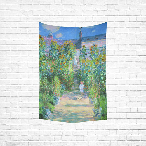 Claude Monet Artist's Garden at Vetheuil Cotton Linen Wall Tapestry 40"x 60"