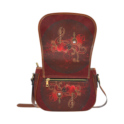Wonderful steampunk design with heart Saddle Bag/Large (Model 1649)