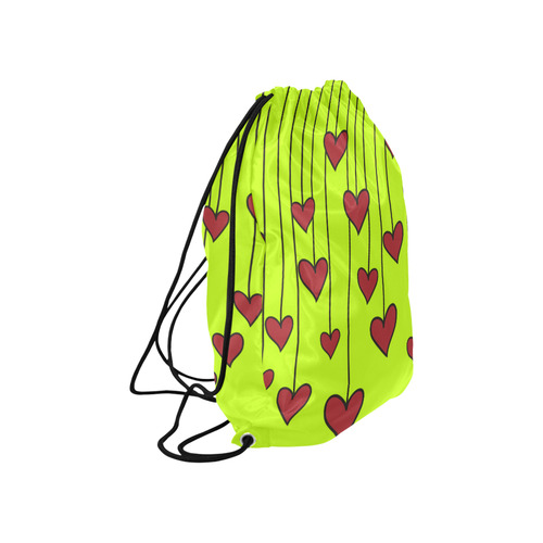 Waving Love Heart Garland Curtain Large Drawstring Bag Model 1604 (Twin Sides)  16.5"(W) * 19.3"(H)