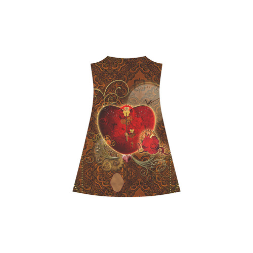 Steampunk, valentines heart with gears Alcestis Slip Dress (Model D05)