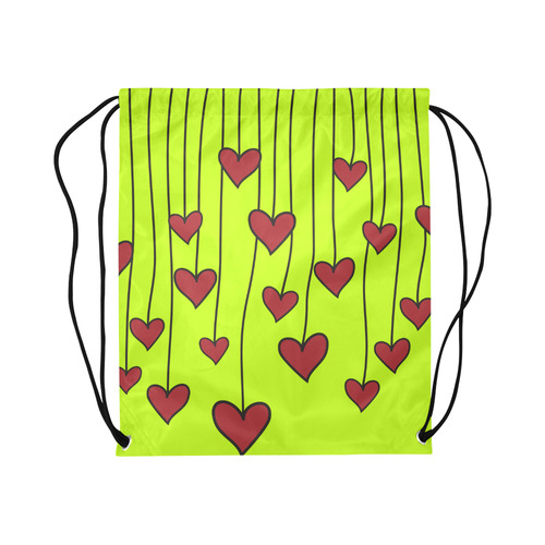 Waving Love Heart Garland Curtain Large Drawstring Bag Model 1604 (Twin Sides)  16.5"(W) * 19.3"(H)