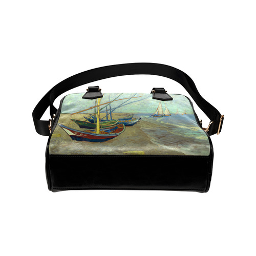 Vincent van Gogh Fishing Boats Beach Shoulder Handbag (Model 1634)