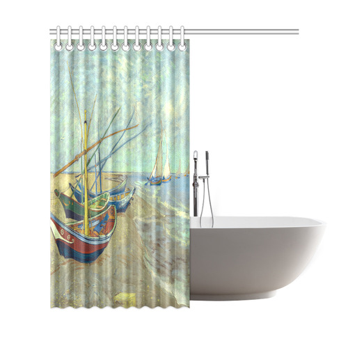 Vincent van Gogh Fishing Boats Beach Shower Curtain 69"x72"