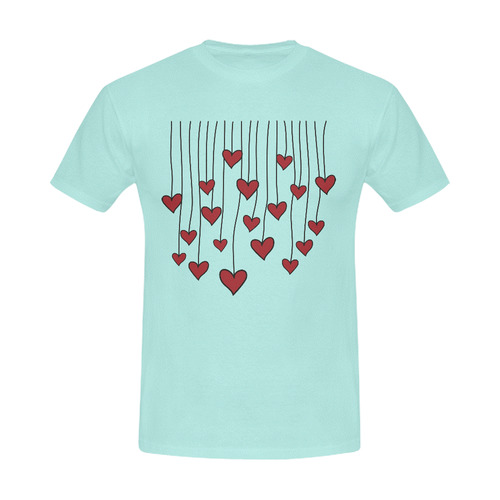 Waving Love Heart Garland Curtain Men's Slim Fit T-shirt (Model T13)