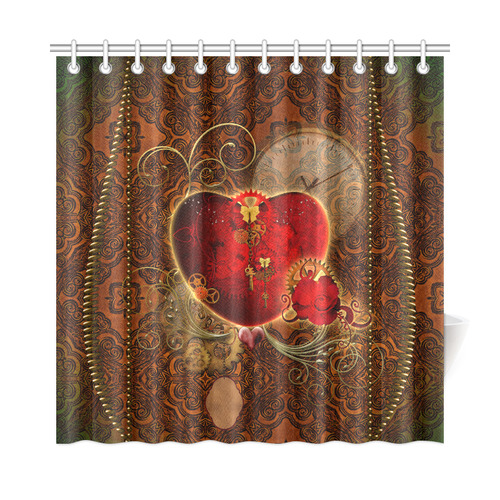 Steampunk, valentines heart with gears Shower Curtain 72"x72"