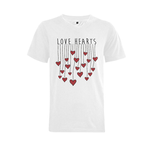 Words LOVE HEARTS Waving Garland Curtain Men's V-Neck T-shirt  Big Size(USA Size) (Model T10)