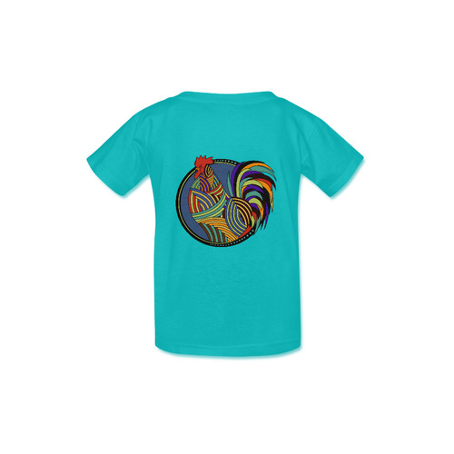 Geometric Art Colorful Rooster Button Kid's  Classic T-shirt (Model T22)