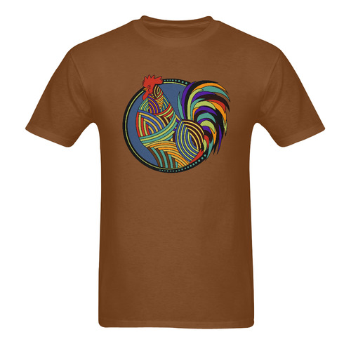 Geometric Art Colorful Rooster Button Men's T-Shirt in USA Size (Two Sides Printing)