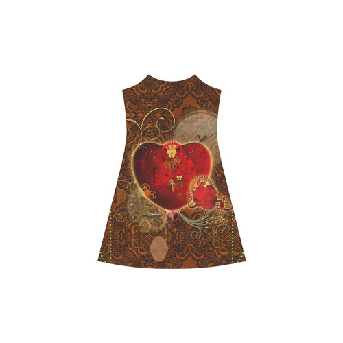 Steampunk, valentines heart with gears Alcestis Slip Dress (Model D05)