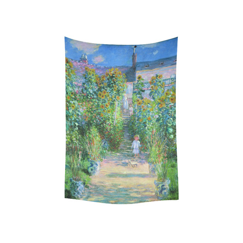 Claude Monet Artist's Garden at Vetheuil Cotton Linen Wall Tapestry 40"x 60"