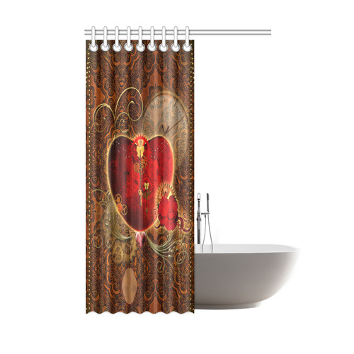 Steampunk, valentines heart with gears Shower Curtain 48"x72"