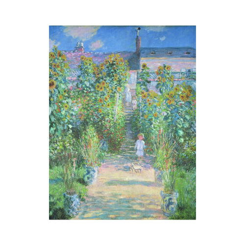 Claude Monet Artist's Garden at Vetheuil Cotton Linen Wall Tapestry 60"x 80"