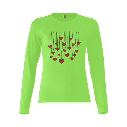 Waving Love Heart Garland Curtain Sunny Women's T-shirt (long-sleeve) (Model T07)