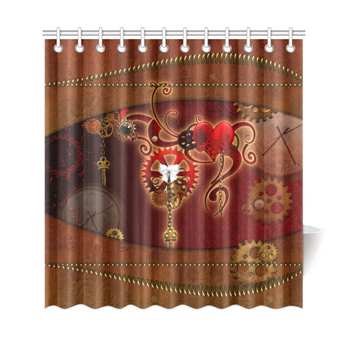 steampunk, hearts, clocks and gears Shower Curtain 69"x72"