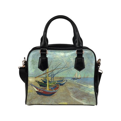 Vincent van Gogh Fishing Boats Beach Shoulder Handbag (Model 1634)