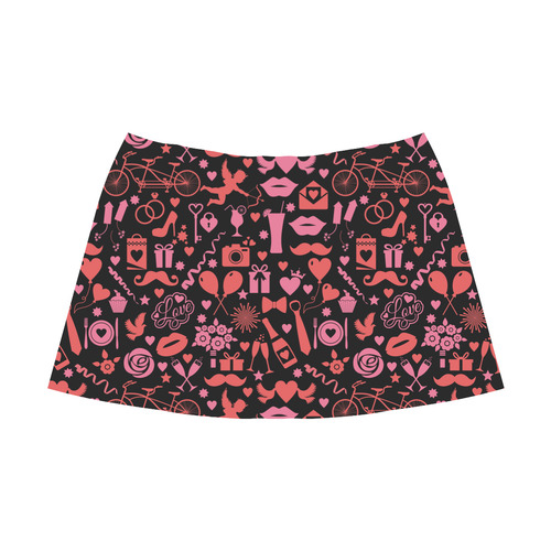 Pink Love Mnemosyne Women's Crepe Skirt (Model D16)