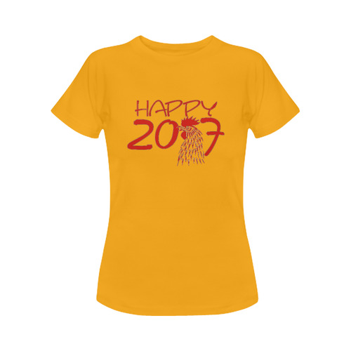 Happy 2017 Rooster Red Gold Women's Classic T-Shirt (Model T17）