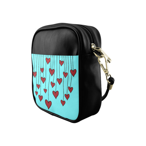 Waving Love Heart Garland Curtain Sling Bag (Model 1627)