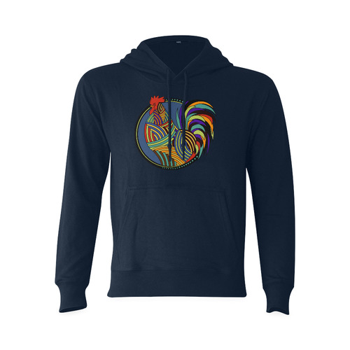Geometric Art Colorful Rooster Button Oceanus Hoodie Sweatshirt (Model H03)
