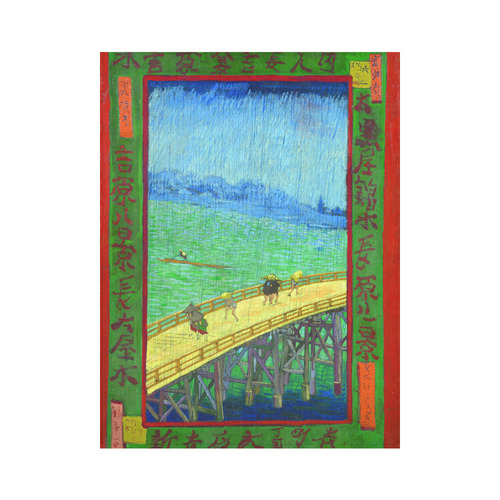 Vincent van Gogh Bridge in Rain after Hiroshige Cotton Linen Wall Tapestry 60"x 80"