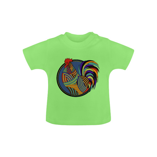 Geometric Art Colorful Rooster Button Baby Classic T-Shirt (Model T30)