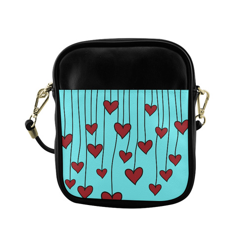 Waving Love Heart Garland Curtain Sling Bag (Model 1627)