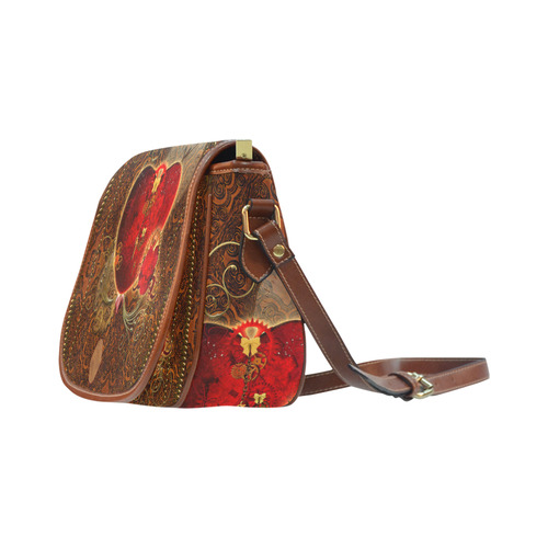 Steampunk, valentines heart with gears Saddle Bag/Large (Model 1649)