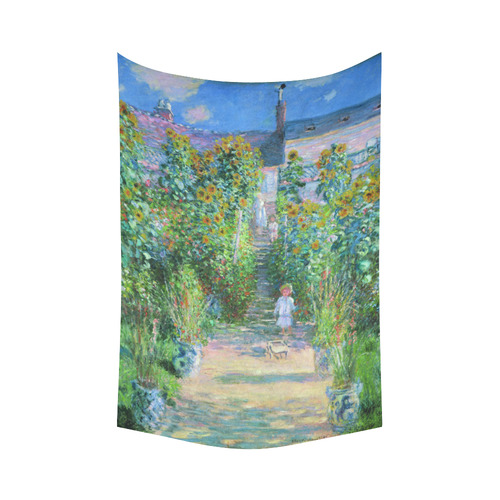 Claude Monet Artist's Garden at Vetheuil Cotton Linen Wall Tapestry 60"x 90"