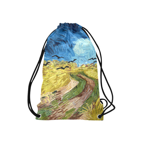 Vincent van Gogh Wheatfield with Crows Small Drawstring Bag Model 1604 (Twin Sides) 11"(W) * 17.7"(H)