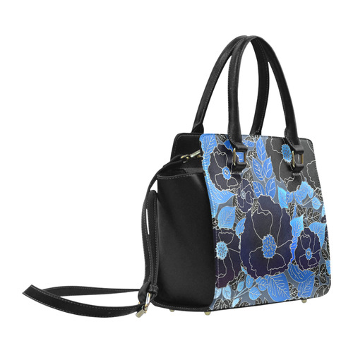Beautiful Blue Floral Pattern Classic Shoulder Handbag (Model 1653)