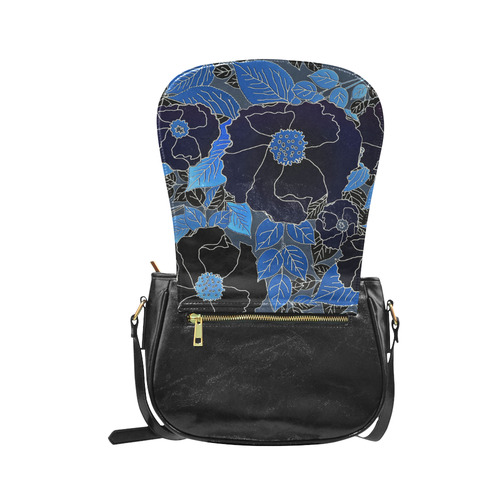 Beautiful Blue Floral Pattern Classic Saddle Bag/Small (Model 1648)