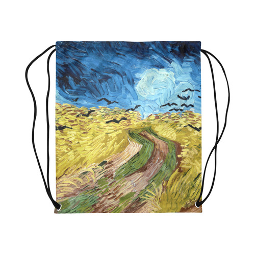 Vincent van Gogh Wheatfield with Crows Large Drawstring Bag Model 1604 (Twin Sides)  16.5"(W) * 19.3"(H)