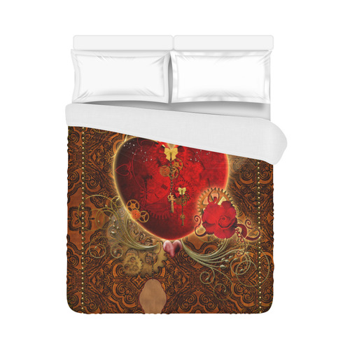 Steampunk, valentines heart with gears Duvet Cover 86"x70" ( All-over-print)