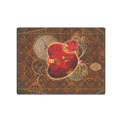 Steampunk, valentines heart with gears Blanket 50"x60"