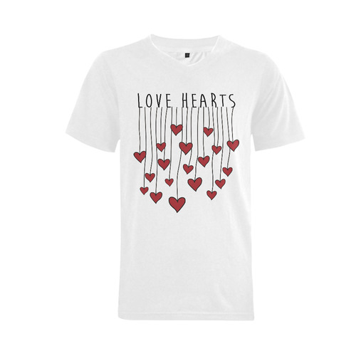 Words LOVE HEARTS Waving Garland Curtain Men's V-Neck T-shirt (USA Size) (Model T10)