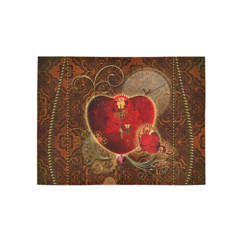 Steampunk, valentines heart with gears Area Rug 5'3''x4'