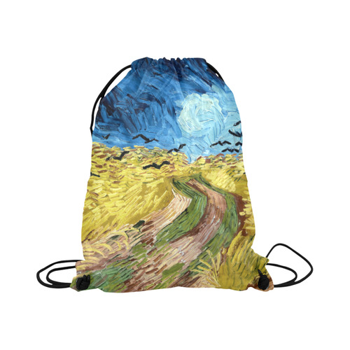 Vincent van Gogh Wheatfield with Crows Large Drawstring Bag Model 1604 (Twin Sides)  16.5"(W) * 19.3"(H)
