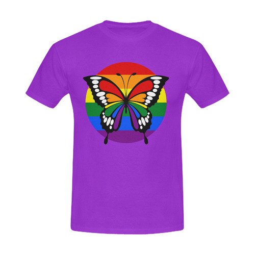 Dot Rainbow Flag Stripes Butterfly Silhouette Men's Slim Fit T-shirt (Model T13)