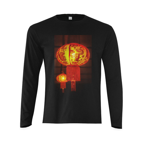 Red Chinese Lanterns Home Decoration Sunny Men's T-shirt (long-sleeve) (Model T08)