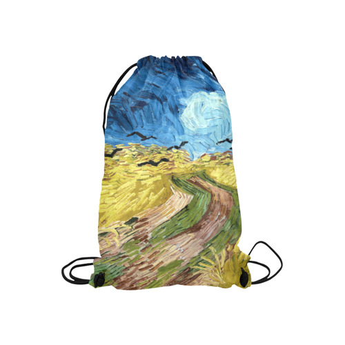 Vincent van Gogh Wheatfield with Crows Small Drawstring Bag Model 1604 (Twin Sides) 11"(W) * 17.7"(H)
