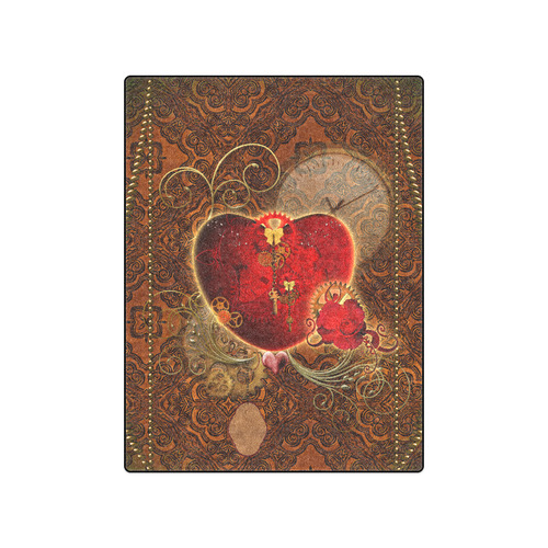 Steampunk, valentines heart with gears Blanket 50"x60"