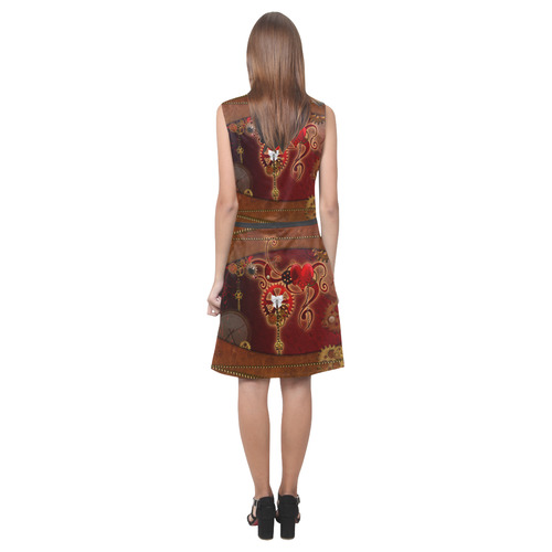 steampunk, hearts, clocks and gears Eos Women's Sleeveless Dress (Model D01)