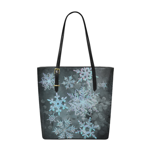 Snowflakes, snow, white and blue, Christmas Euramerican Tote Bag/Small (Model 1655)