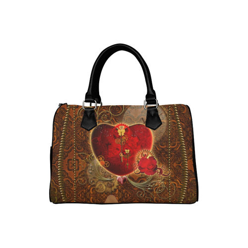 Steampunk, valentines heart with gears Boston Handbag (Model 1621)