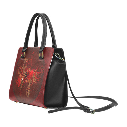 Wonderful steampunk design with heart Rivet Shoulder Handbag (Model 1645)