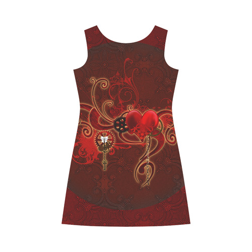 Wonderful steampunk design with heart Bateau A-Line Skirt (D21)