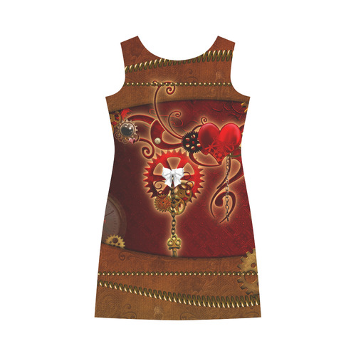 steampunk, hearts, clocks and gears Round Collar Dress (D22)