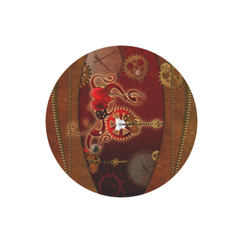 steampunk, hearts, clocks and gears Round Mousepad